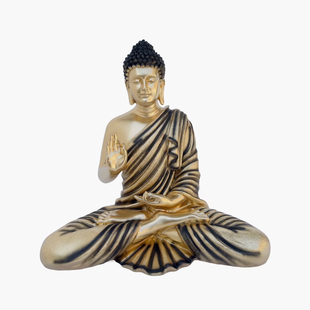 Buddha Statue, Gold Black Accent