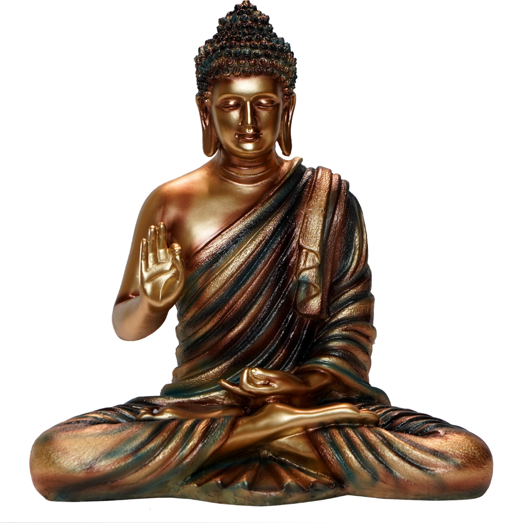 Buddha Statue, Brass Gold Finish