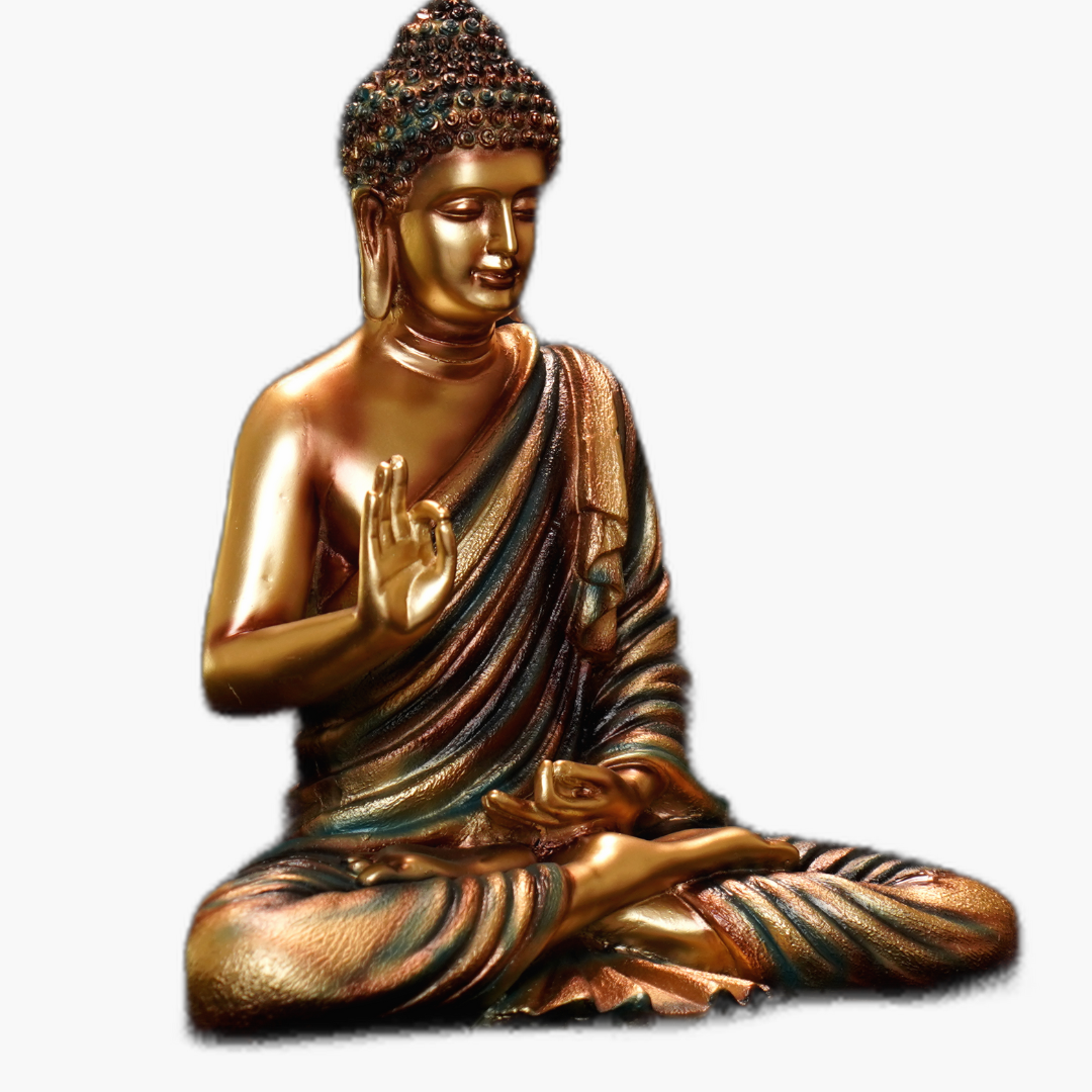 Buddha Statue, Brass Gold Finish