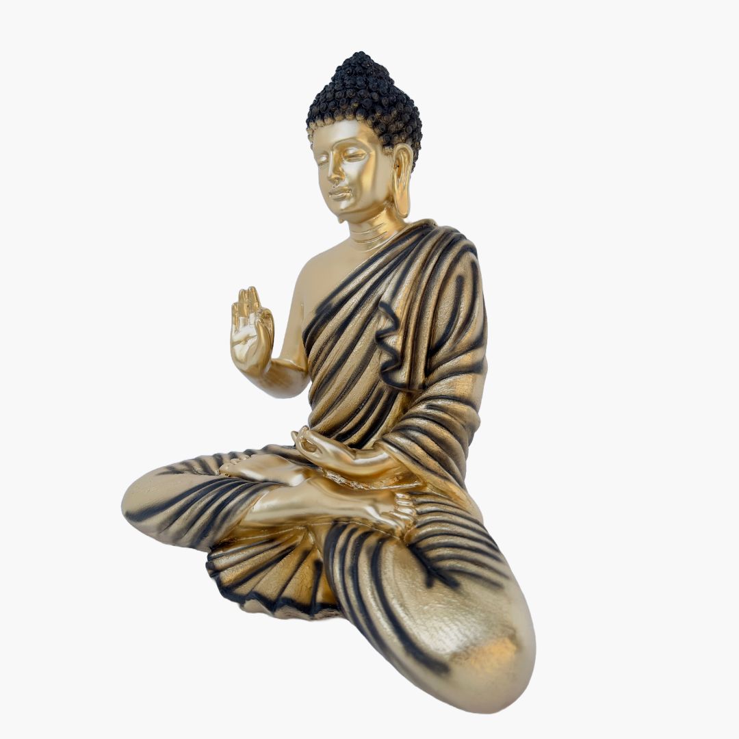 Buddha Statue, Gold Black Accent