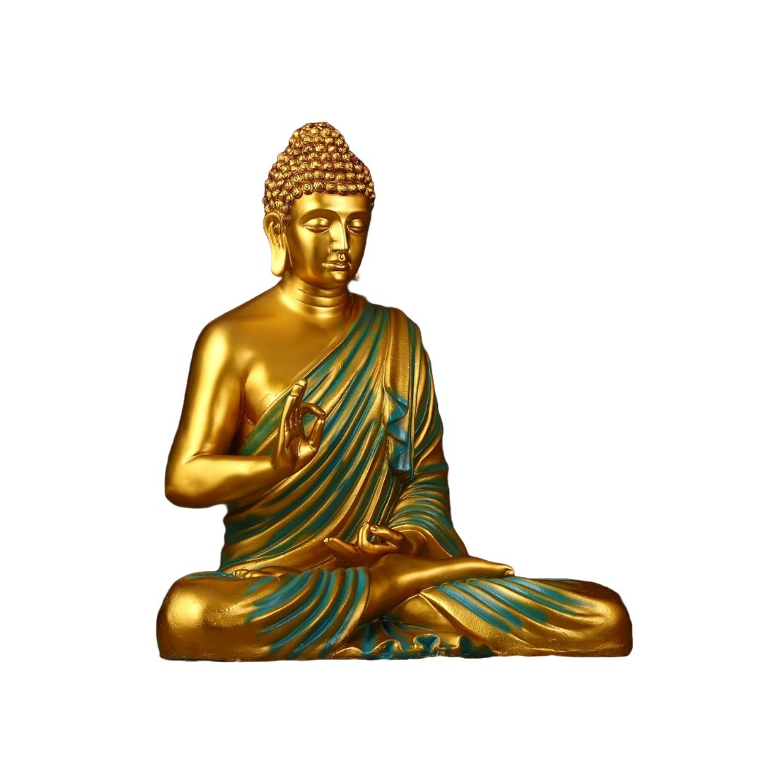 Buddha Statue Golden With Turquoise