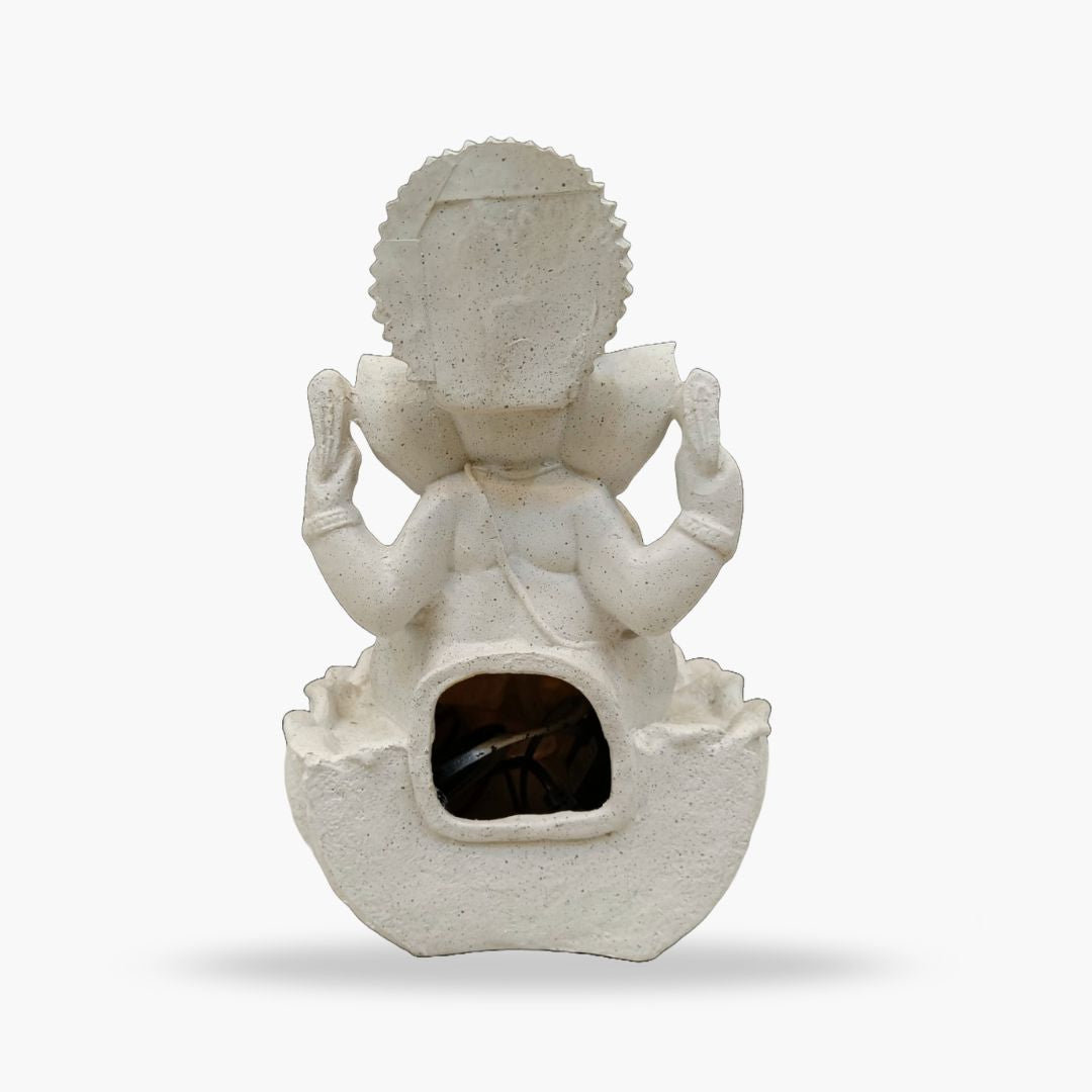 Ganesha Statue with Fountain, White Stone