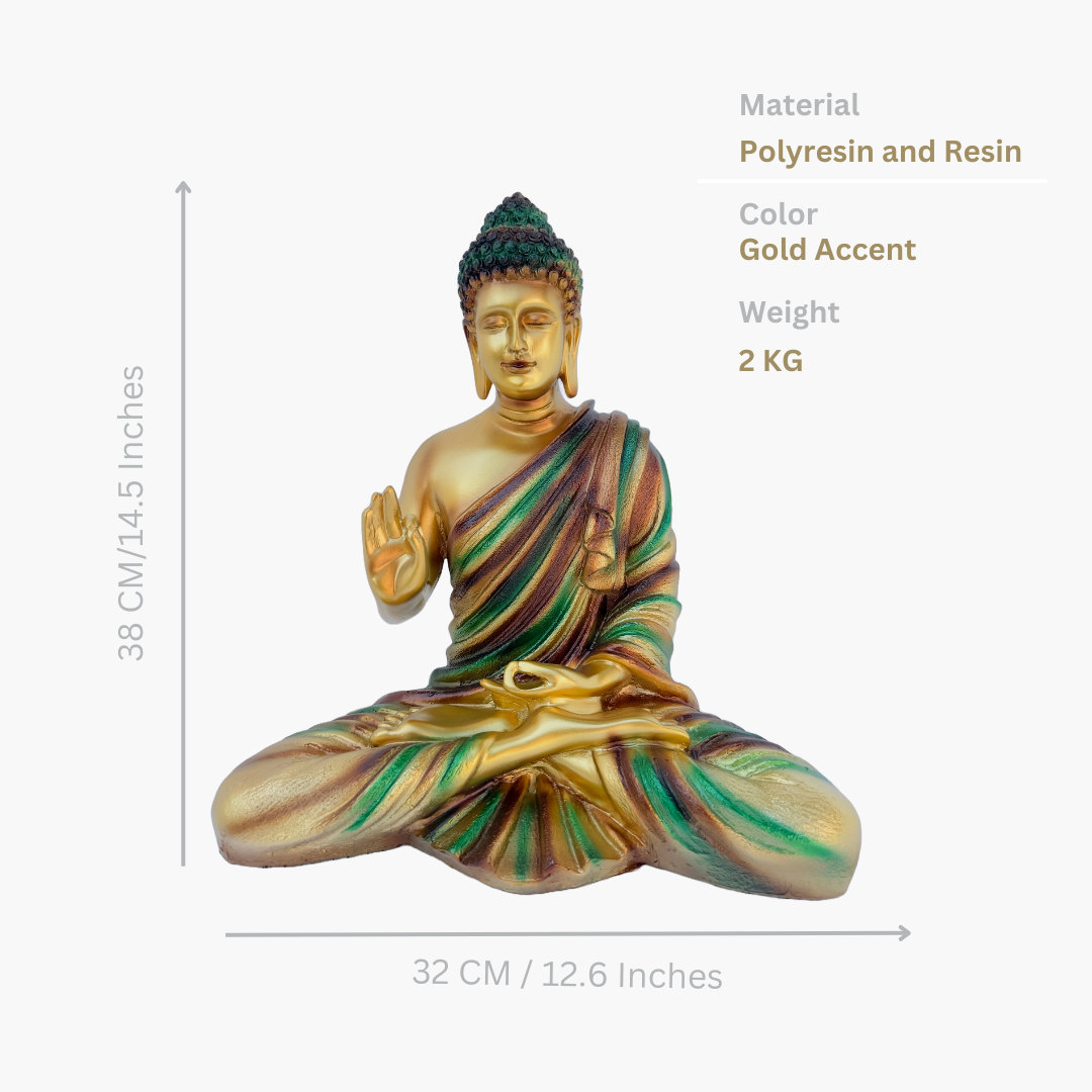 Buddha Statue, Brass Gold Finish