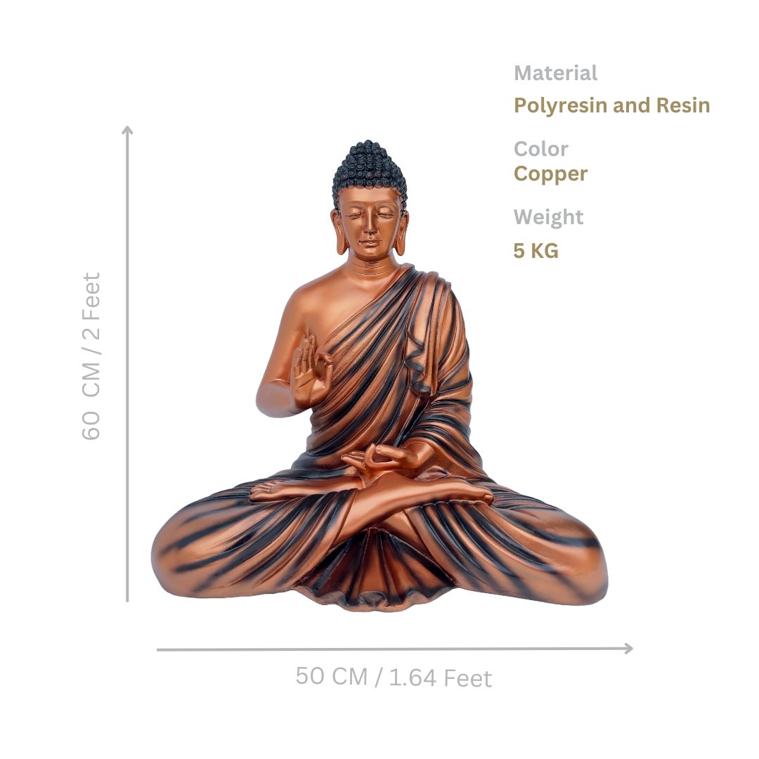 Buddha Statue, Brass Gold Finish