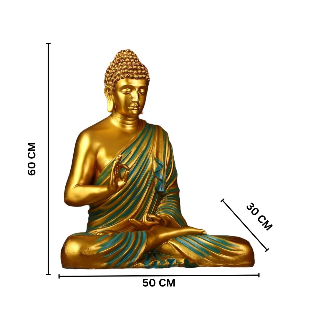 Buddha Statue Golden With Turquoise