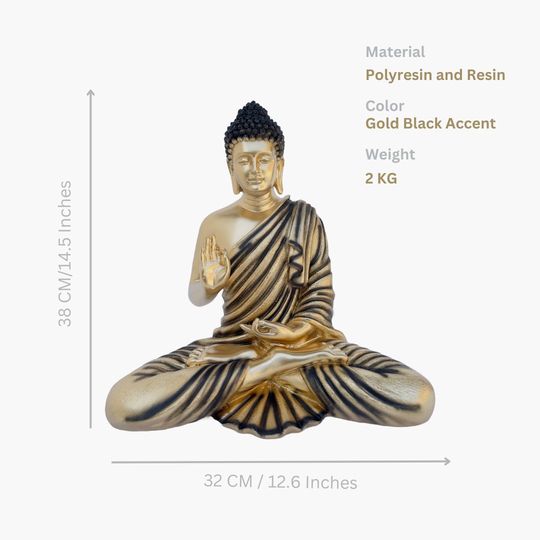 Buddha Statue, Gold Black Accent