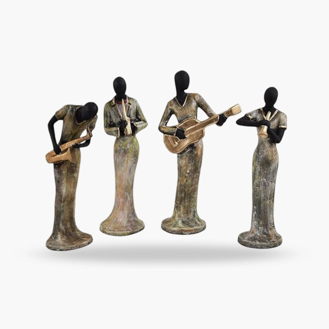 Musical Ladies, Set Of 4 Banjo Lady