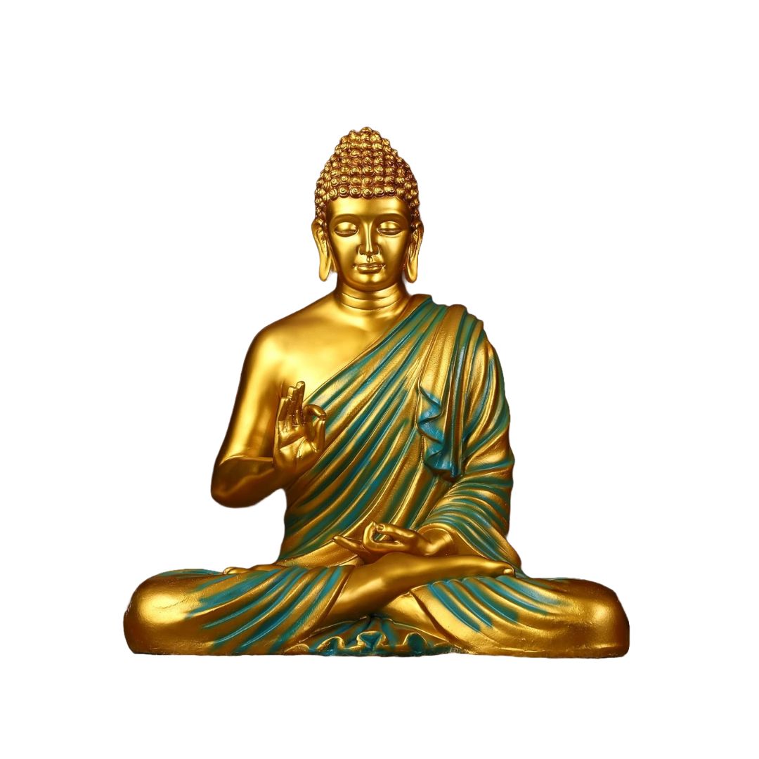 Buddha Statue Golden With Turquoise
