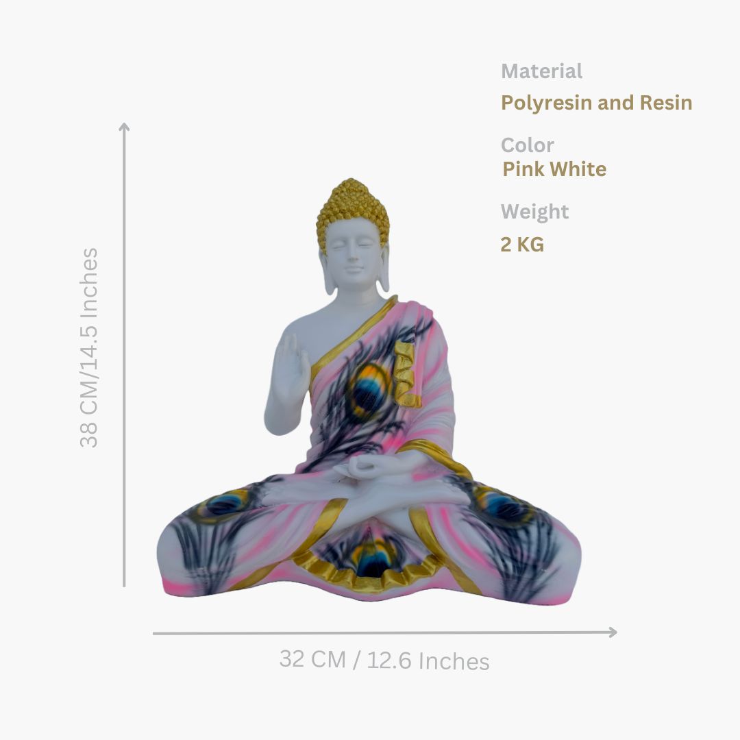 Buddha Statue, Pink white Morepankh