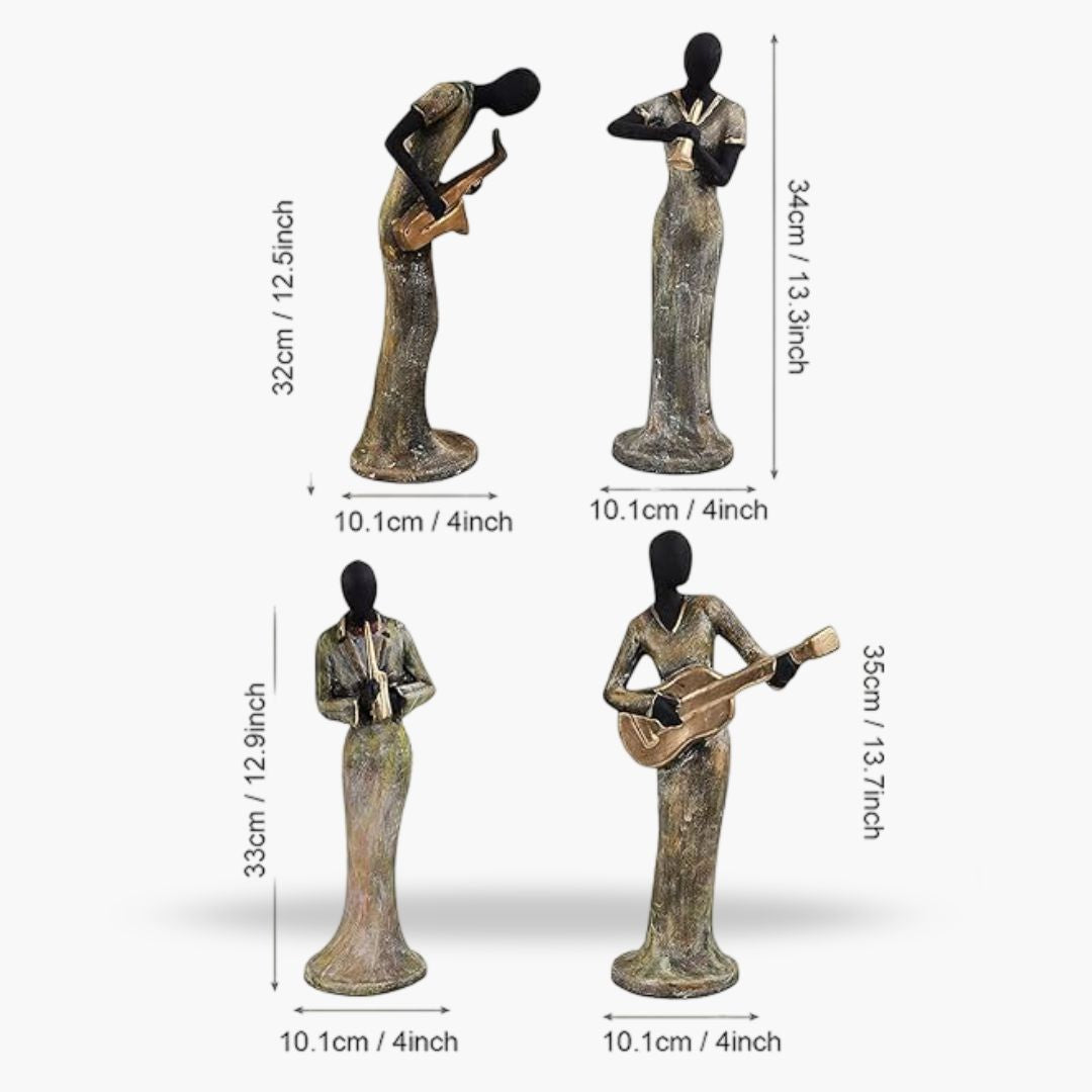 Musical Ladies, Set Of 4 Banjo Lady