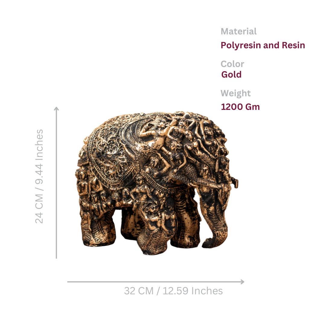 Lady Elephant Statue Gold